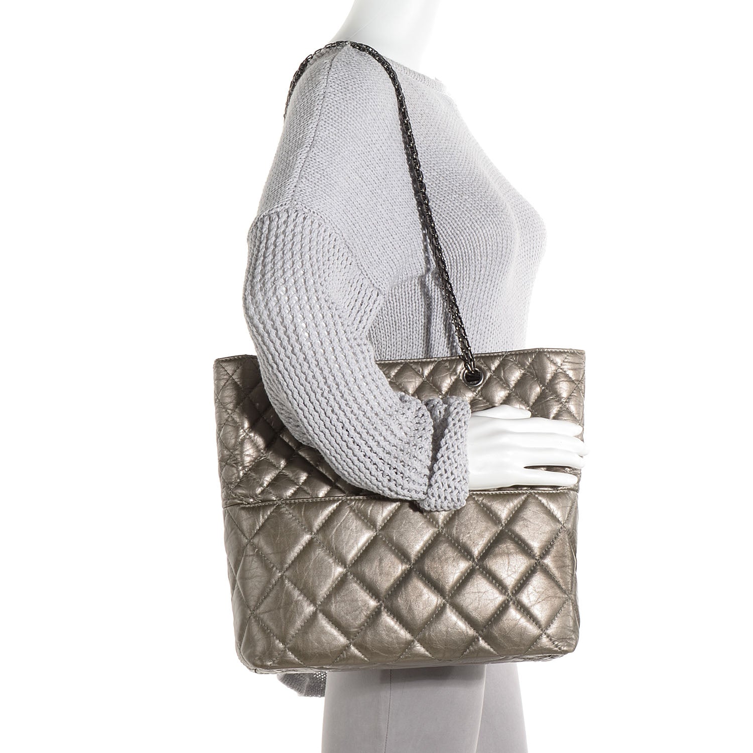 Chanel Aged Calfskin Reissue 2.55 Tote Dark Silver 2 of 8