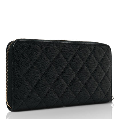 Chanel Caviar Quilted Large Gusset Zip Around Wallet Black 3 of 9