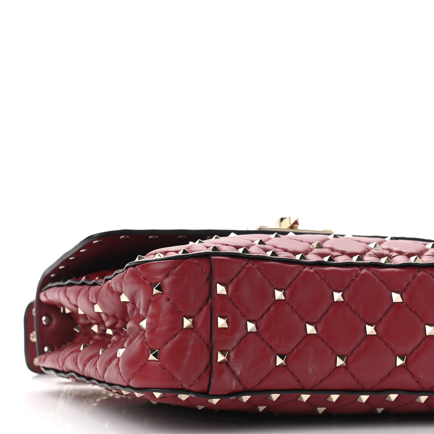 Nappa Medium Rockstud Spike Shoulder Bag Rubino