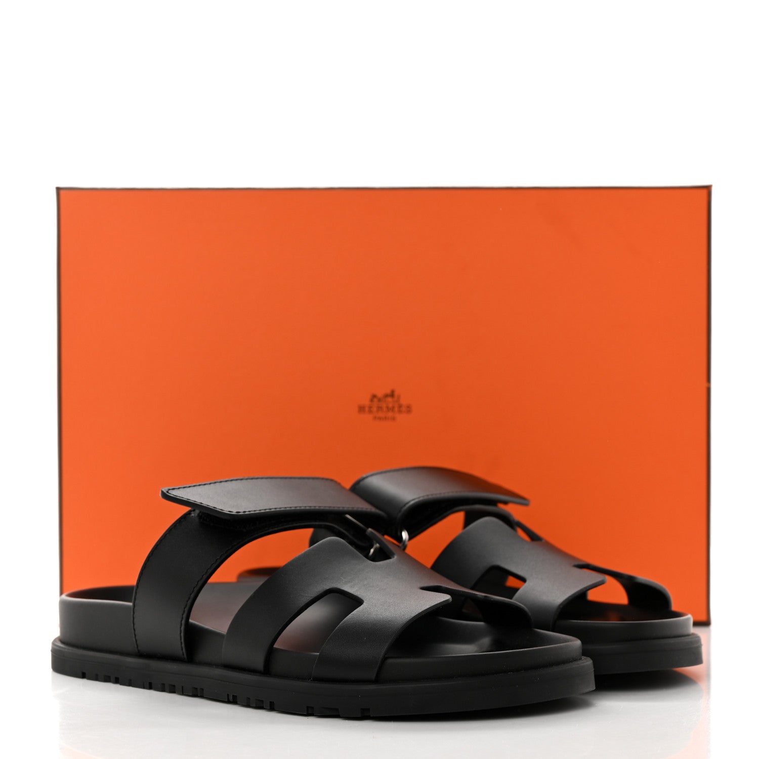 Hermes Calfskin Womens Chypre Sandals 35.5 Black 9 of 9