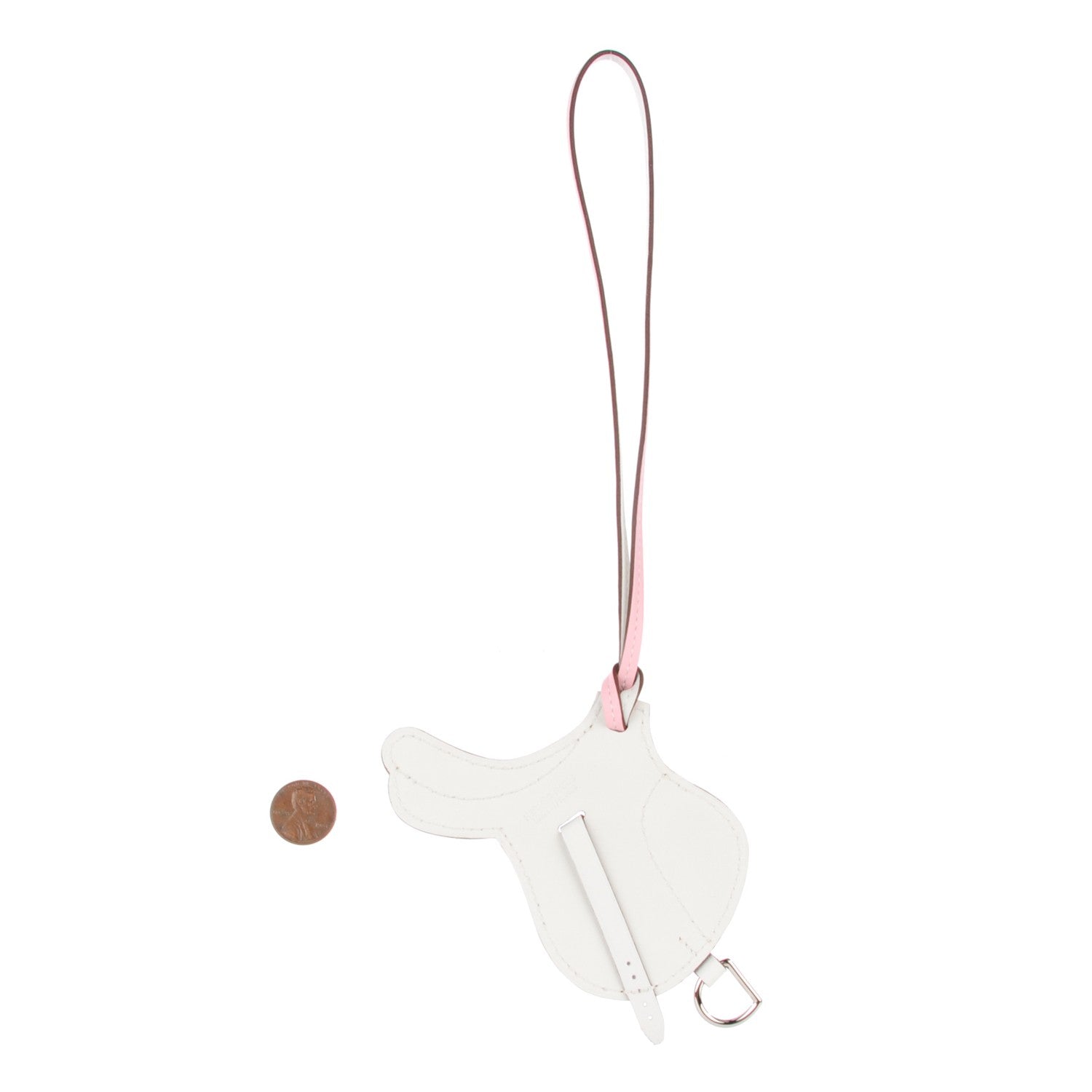 Hermes Swift Paddock Selle Horse Saddle Bag Charm Rose Sakura White 2 of 4