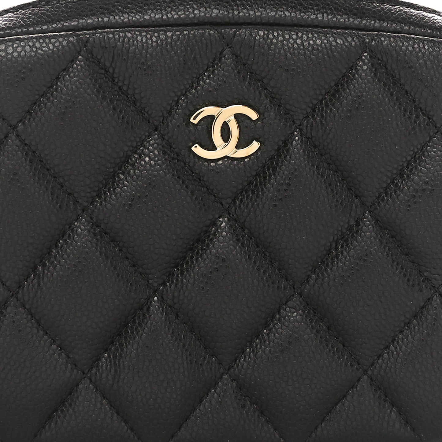 Caviar Quilted Small Curvy Pouch Cosmetic Case Black
