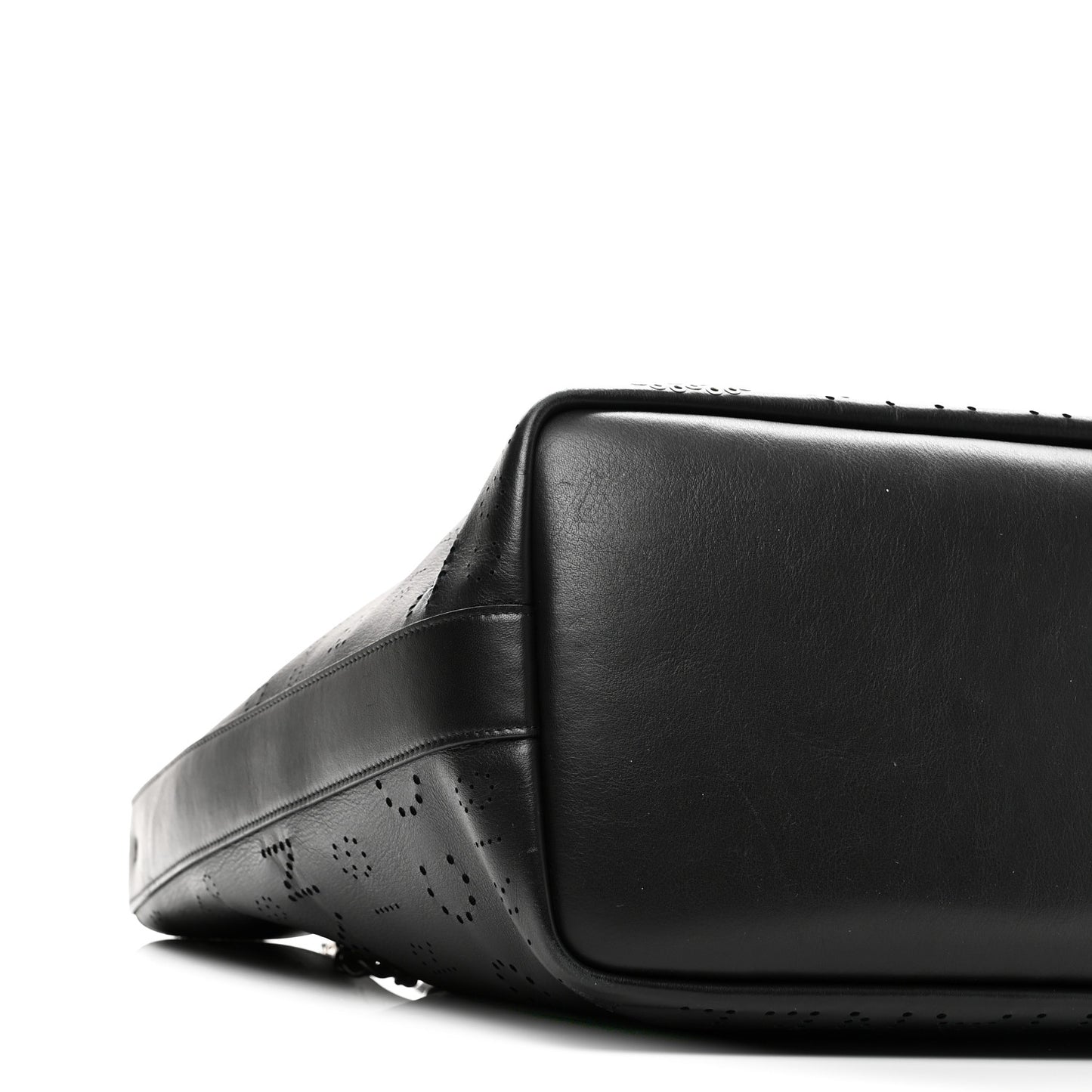 Calfskin Tweed Small Logo Eyelets Shopping Tote Black