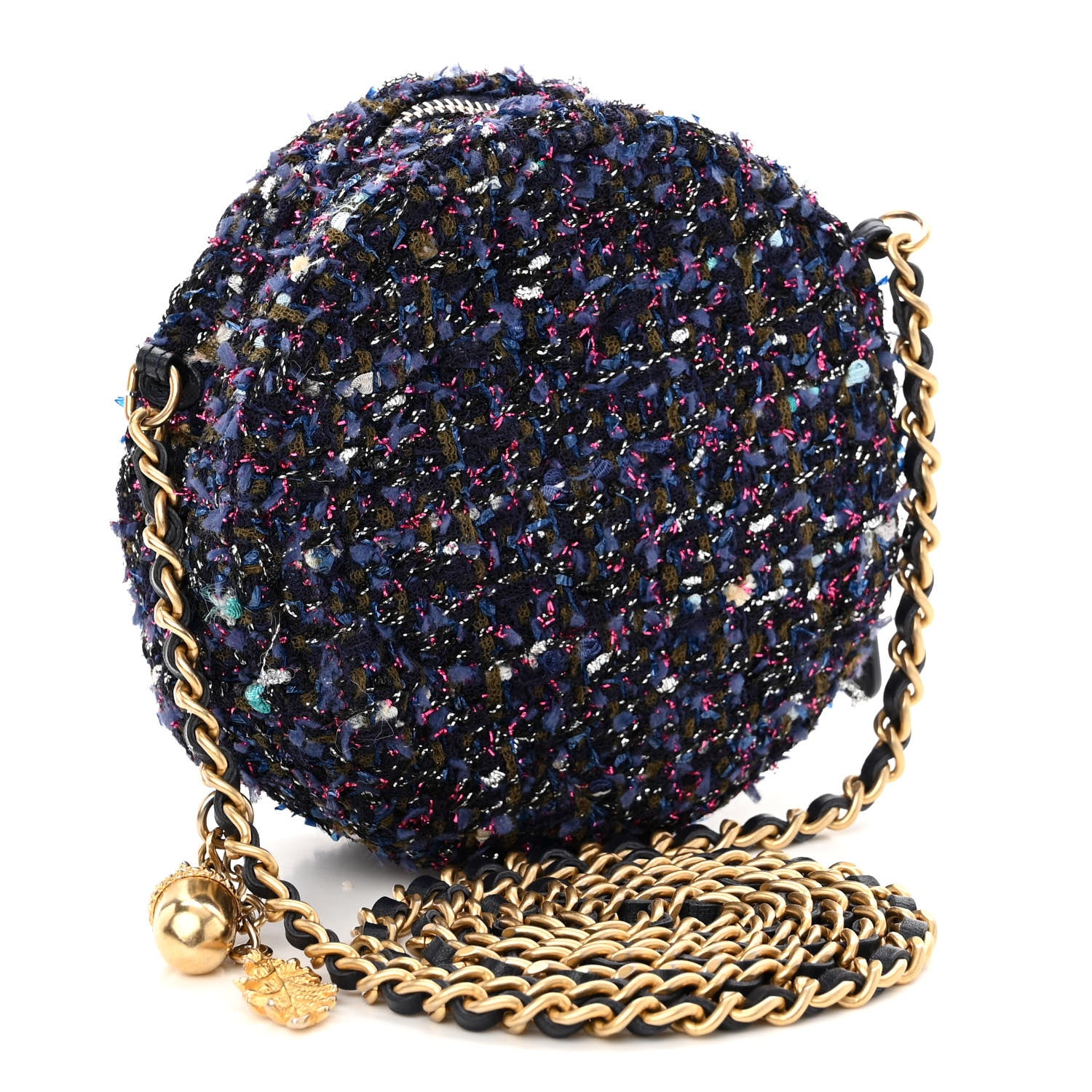 Chanel Tweed Round Clutch With Chain Multicolor 3 of 11