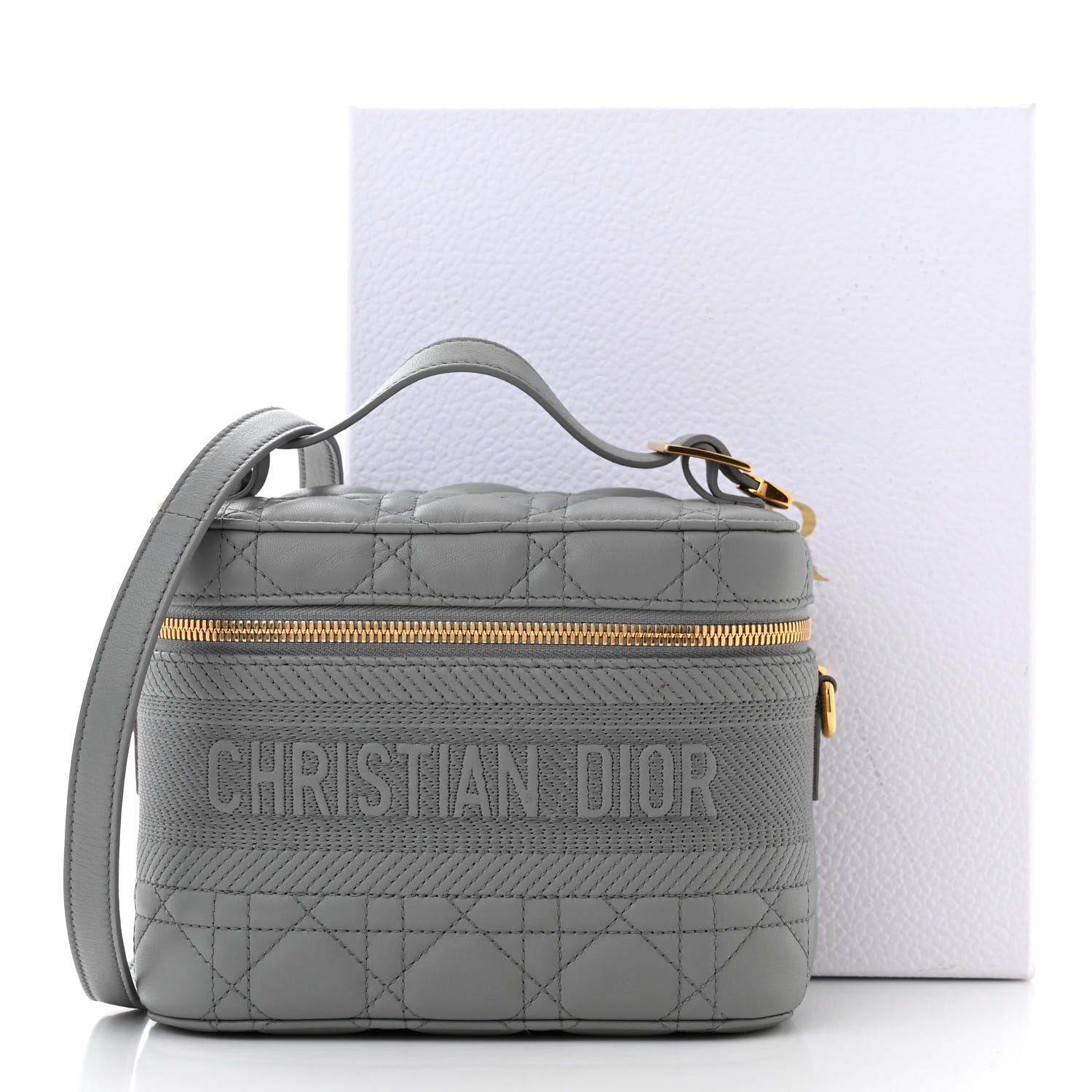 Christian Dior Lambskin Cannage Small Diortravel Vanity Case Grey 11 of 11