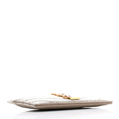 Saint Laurent Grain De Poudre Matelasse Chevron Monogram Credit Card Case Dark Beige 4 of 9