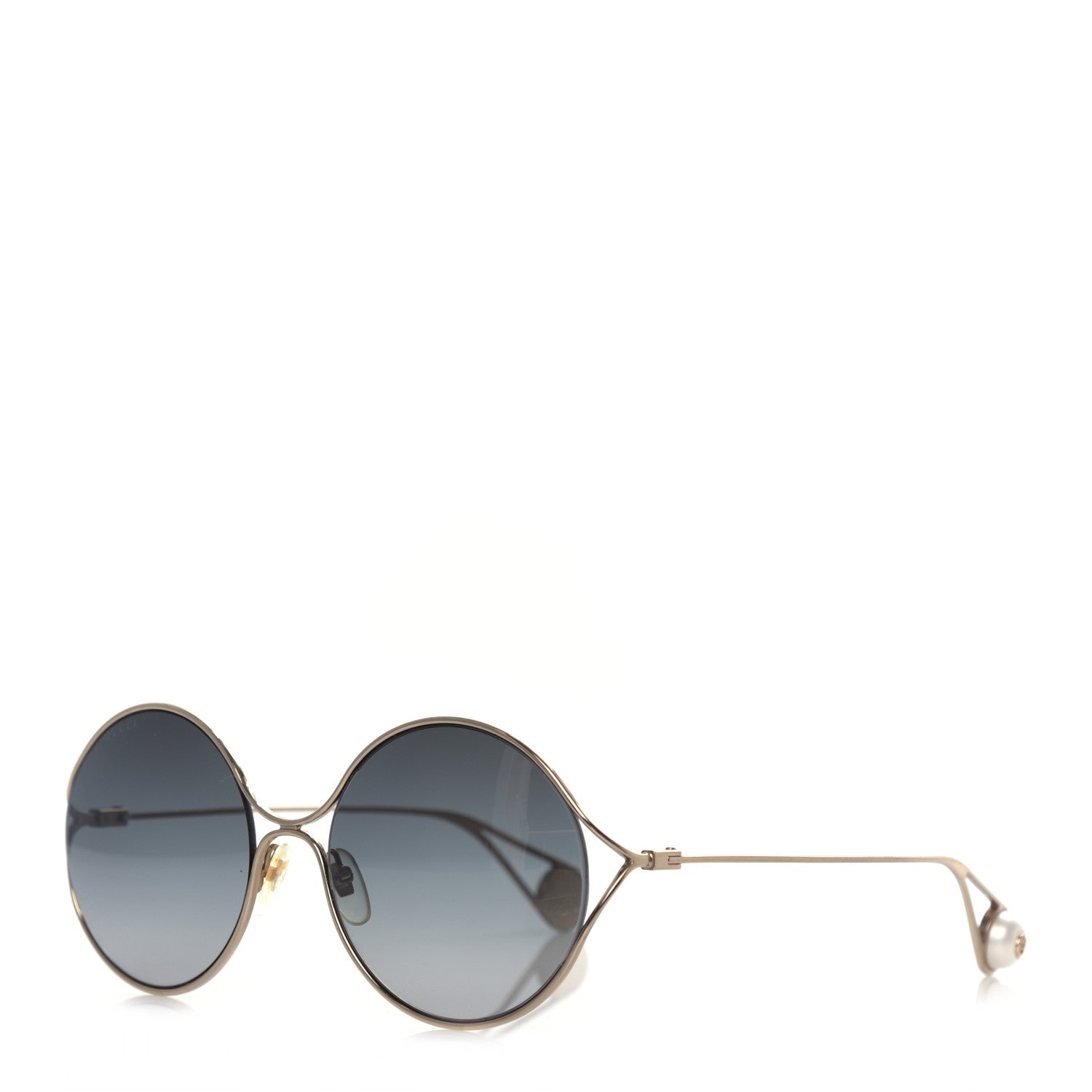 Gucci Metal Round Pearl Tip Sunglasses GG0253S Gold 1 of 6