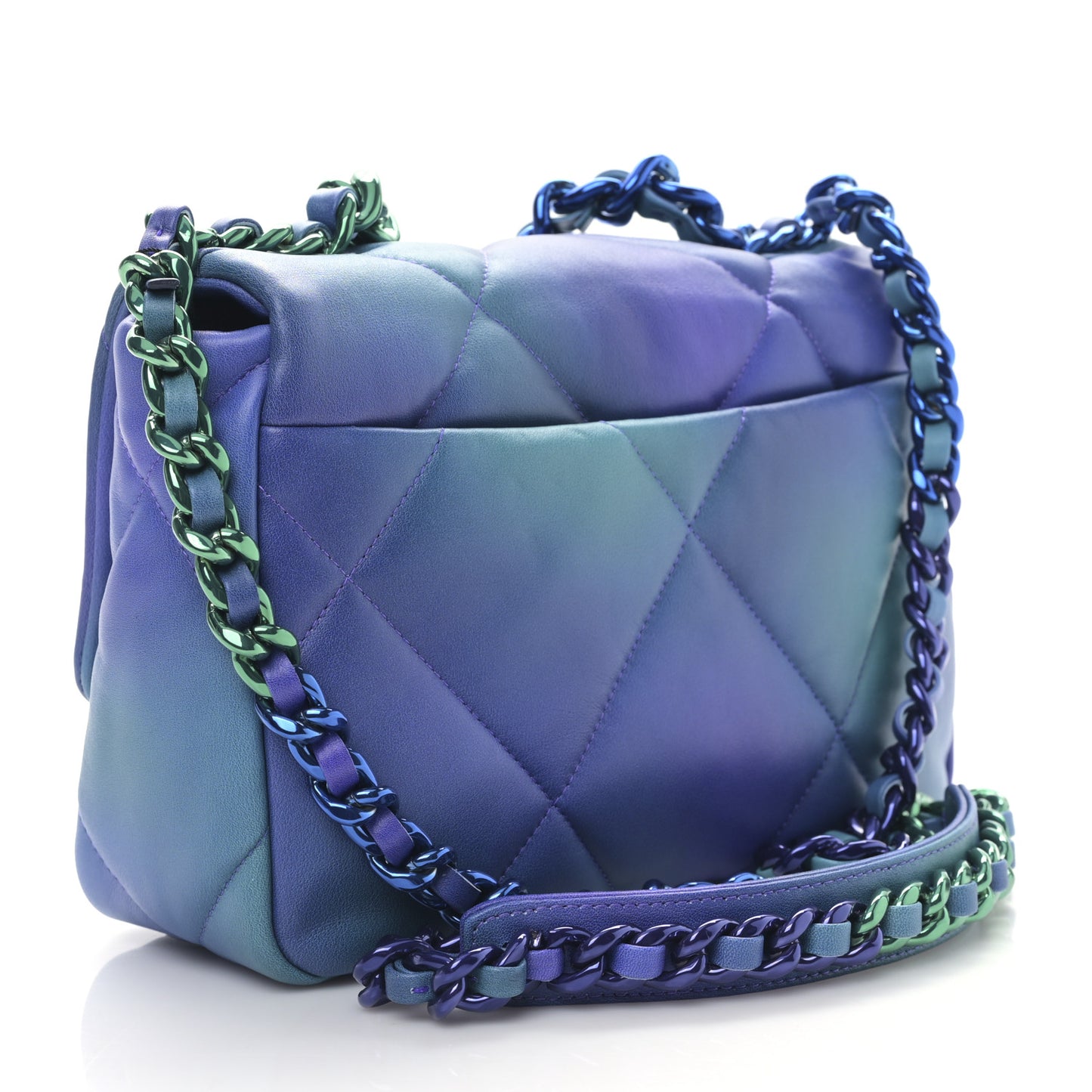 Tie Dye Calfskin Quilted Medium Chanel 19 Flap Blue Purple