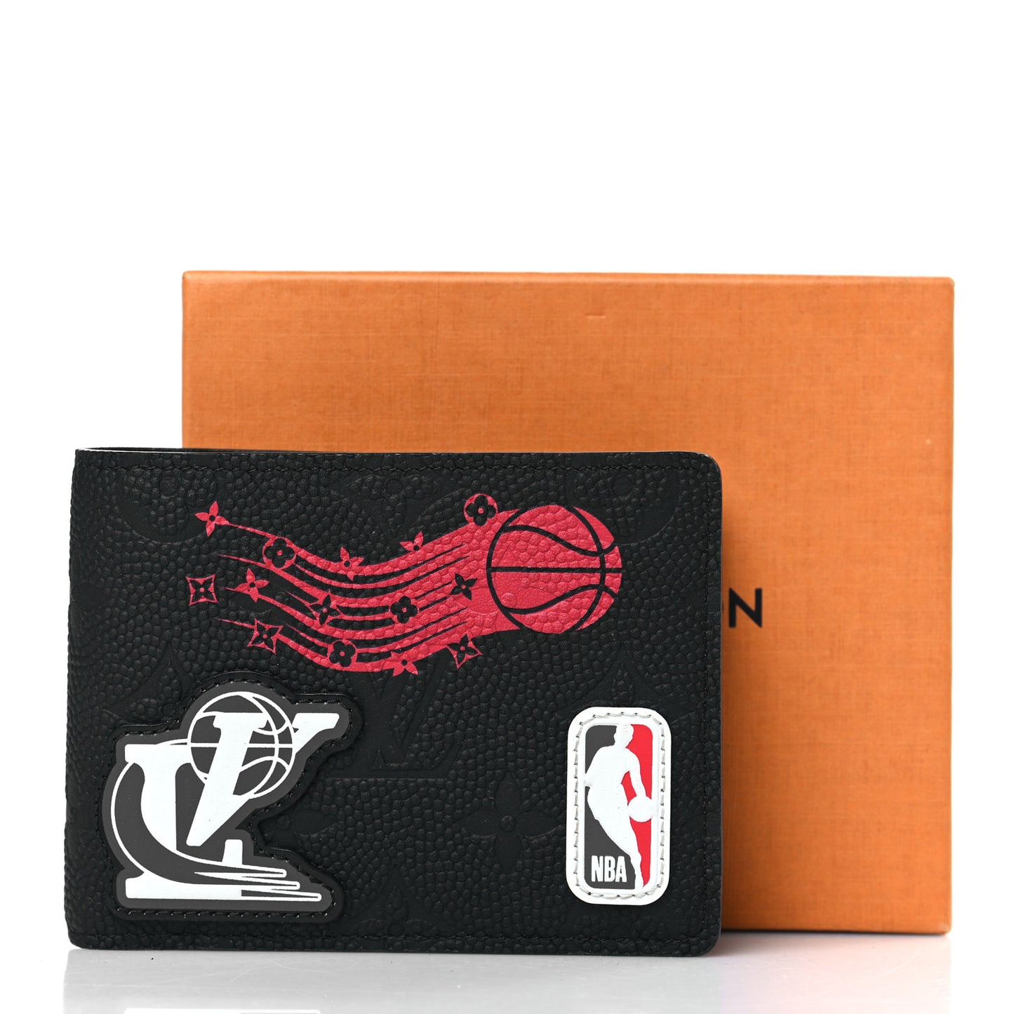 X NBA Grained Calfskin Monogram Multiple Wallet Black