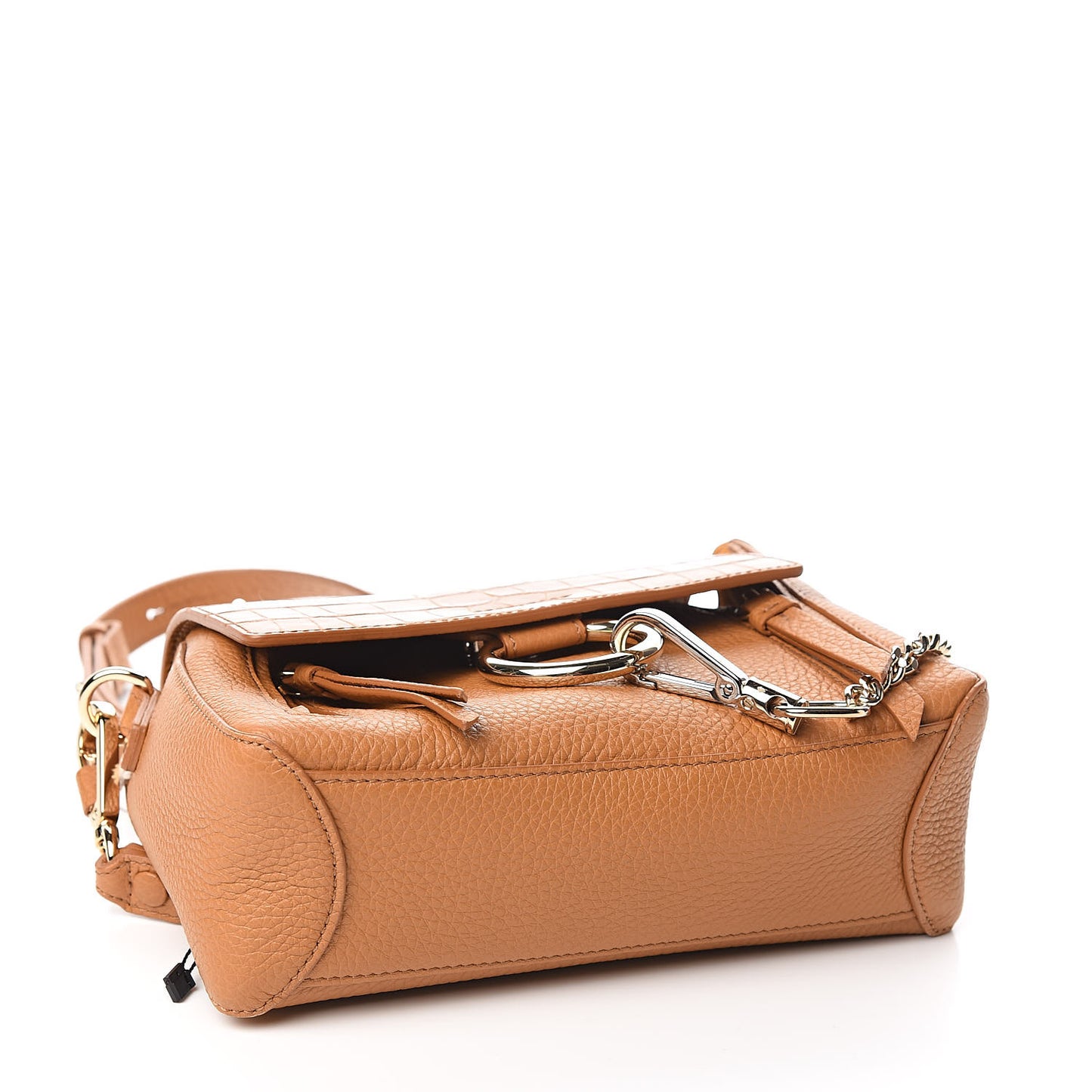 Calfskin Crocodile Embossed Mini Faye Day Shoulder Bag Autumnal Brown