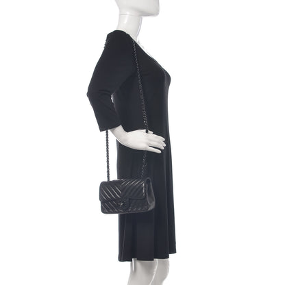 Chanel Lambskin Chevron Quilted Mini Rectangular Flap So Black 2 of 10