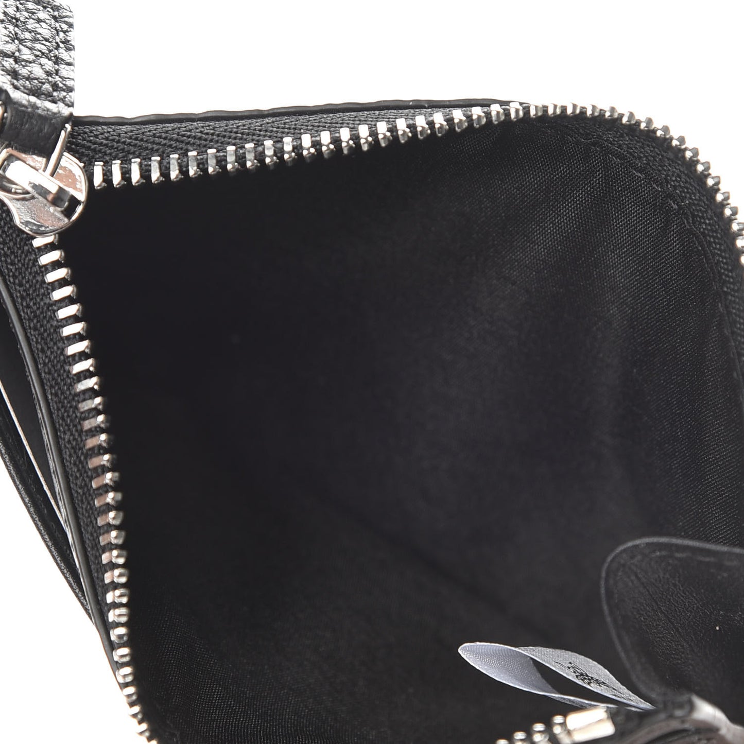 Grained Calfskin Logo Zip Card Case Wallet Black