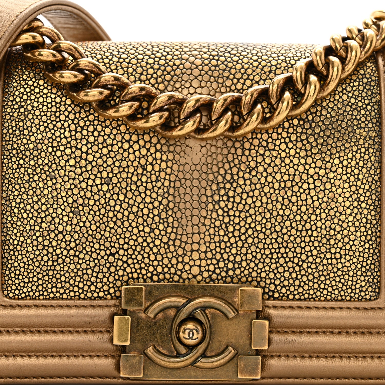 Chanel Galuchat Stingray Small Boy Flap Gold 5 of 10