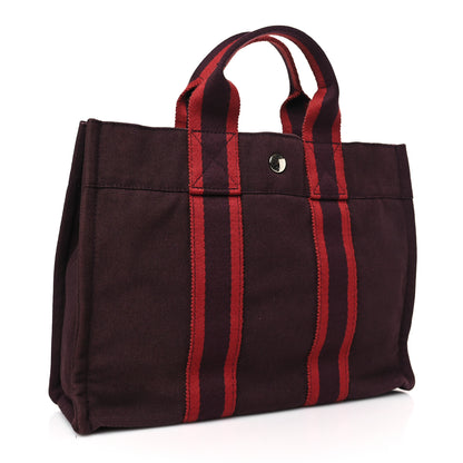Hermes Canvas Herline PM Tote Rouge H 3 of 8