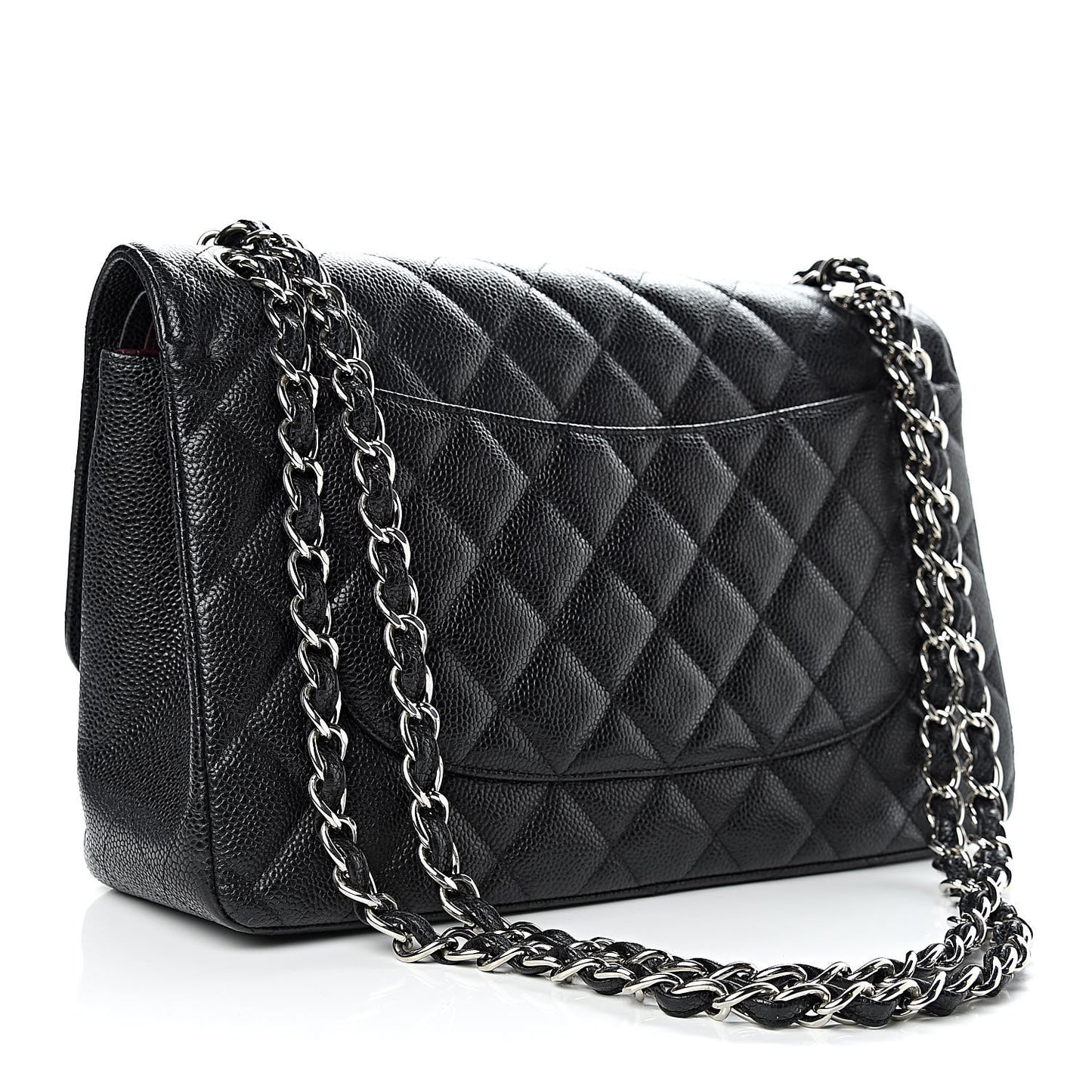 Caviar Quilted Jumbo Double Flap Black