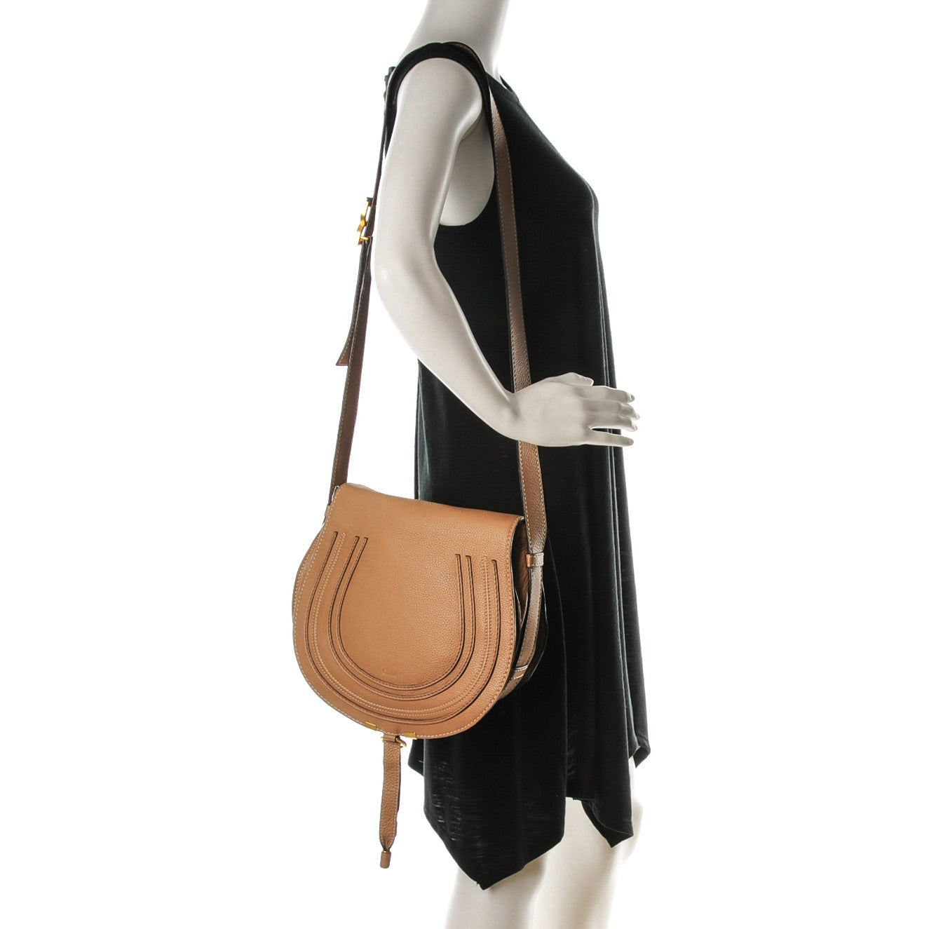 Calfskin Medium Marcie Round Crossbody Bag Nut