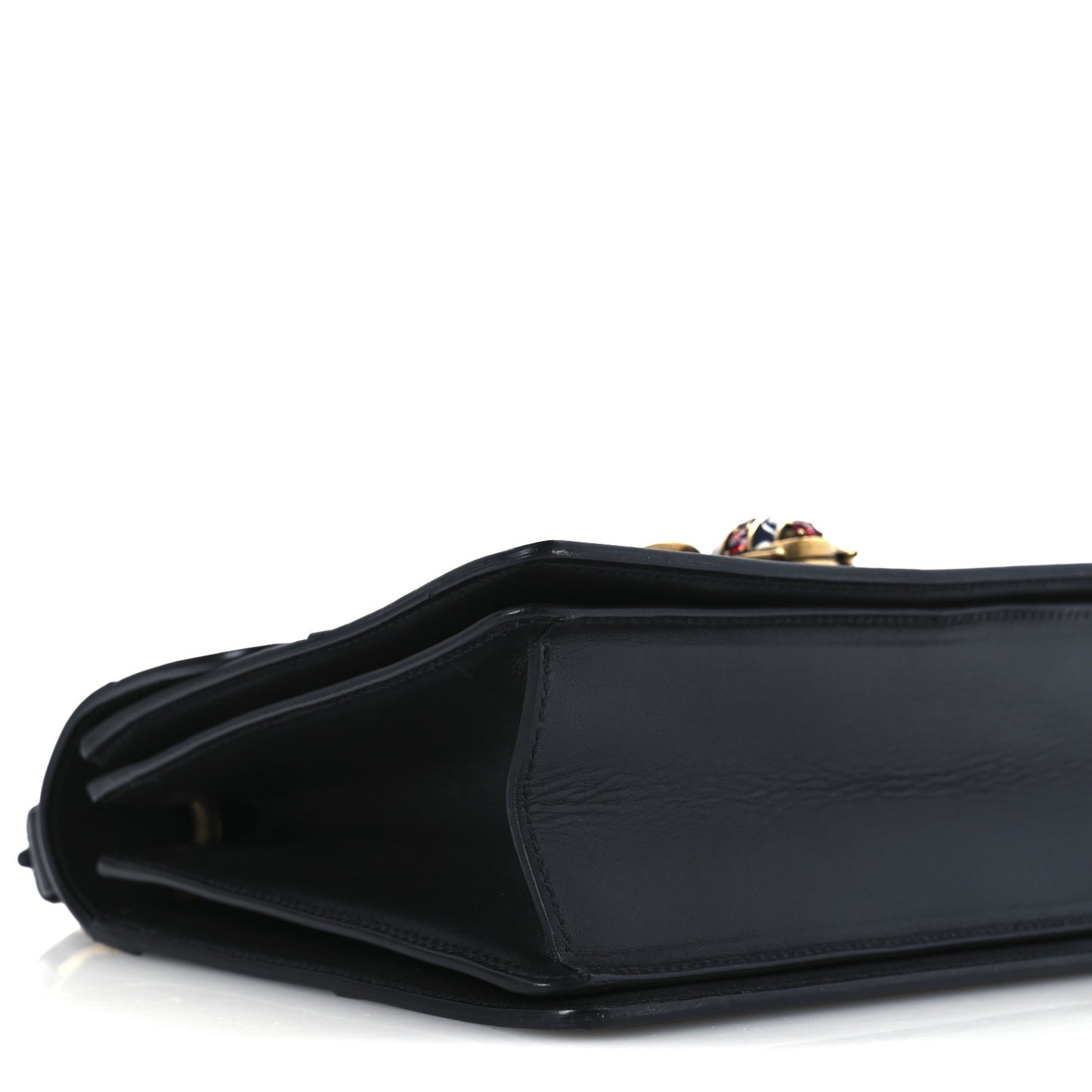 Calfskin Sylvie Web Small Queen Margaret Top Handle Bag Black
