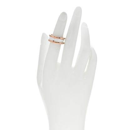 Bulgari 18K Rose Gold White Ceramic B.Zero1 Two-Band Ring 49 4.75 2 of 6