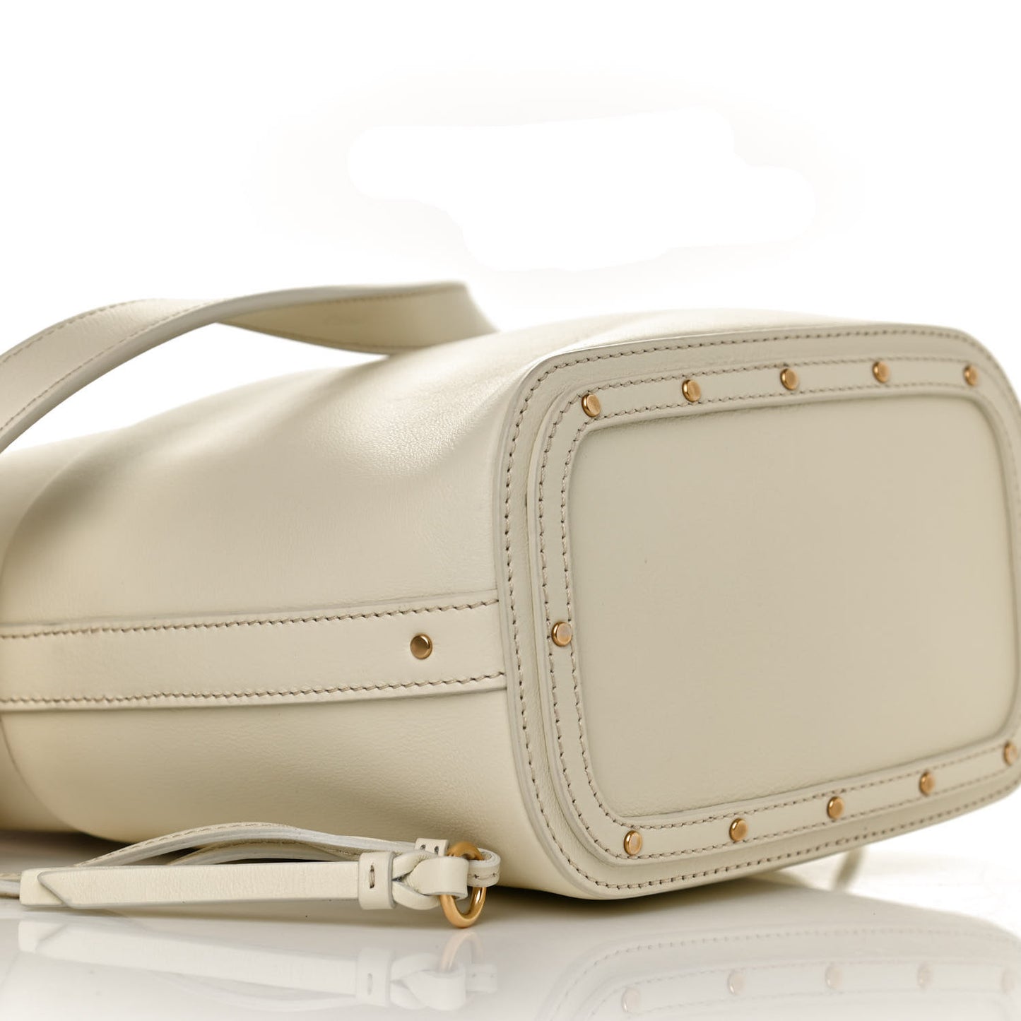 Smooth Calfskin Small Roy Bucket Bag Natural White