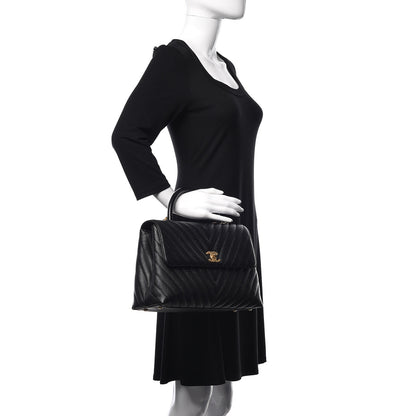 Chanel Caviar Chevron Quilted Medium Coco Handle Flap Black 2 of 11
