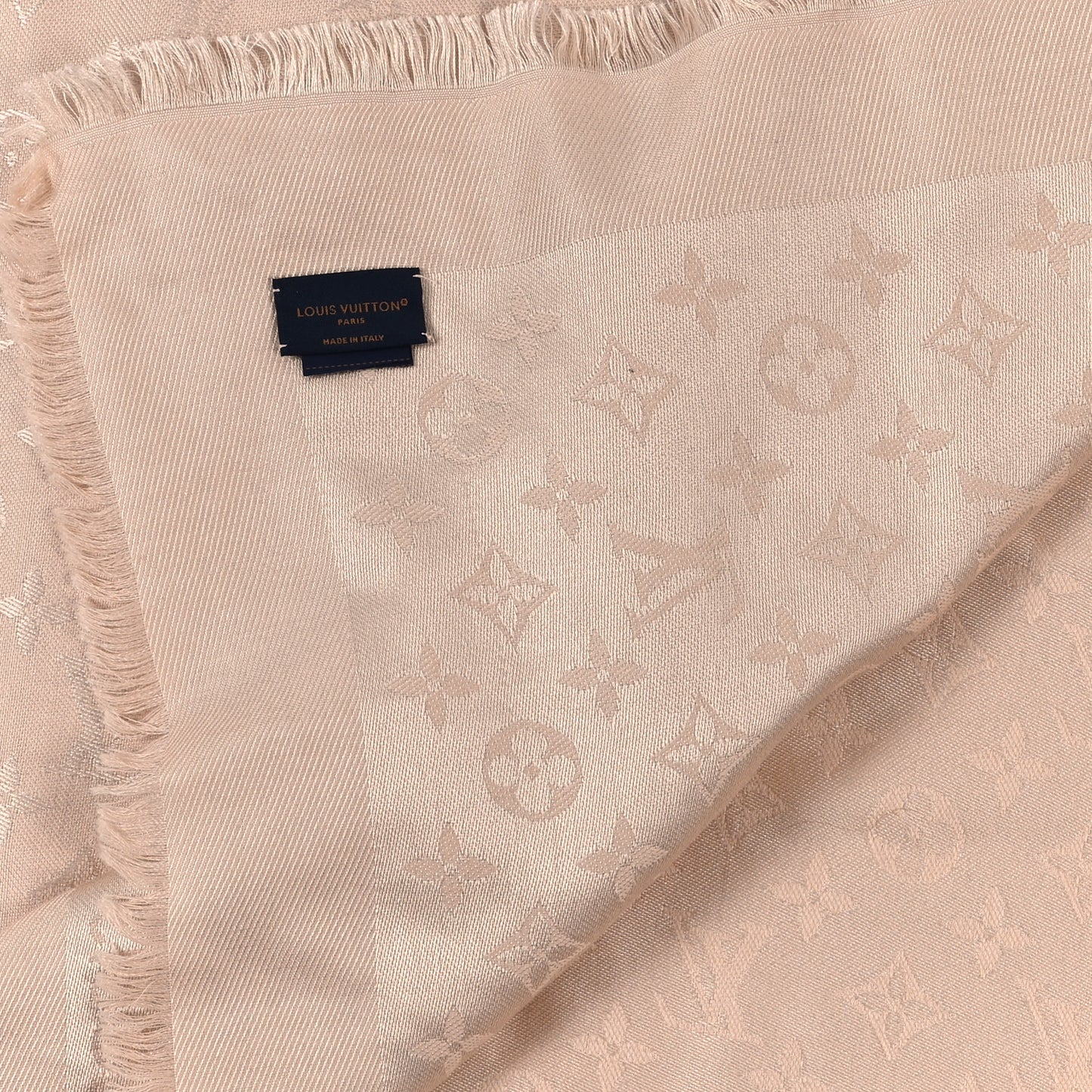 Silk Wool Monogram Shawl Beige