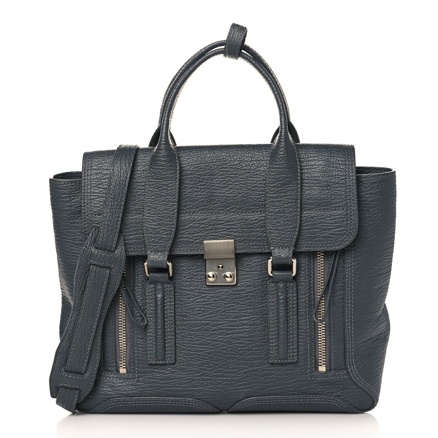 Textured Calfskin Medium Pashli Satchel Grey