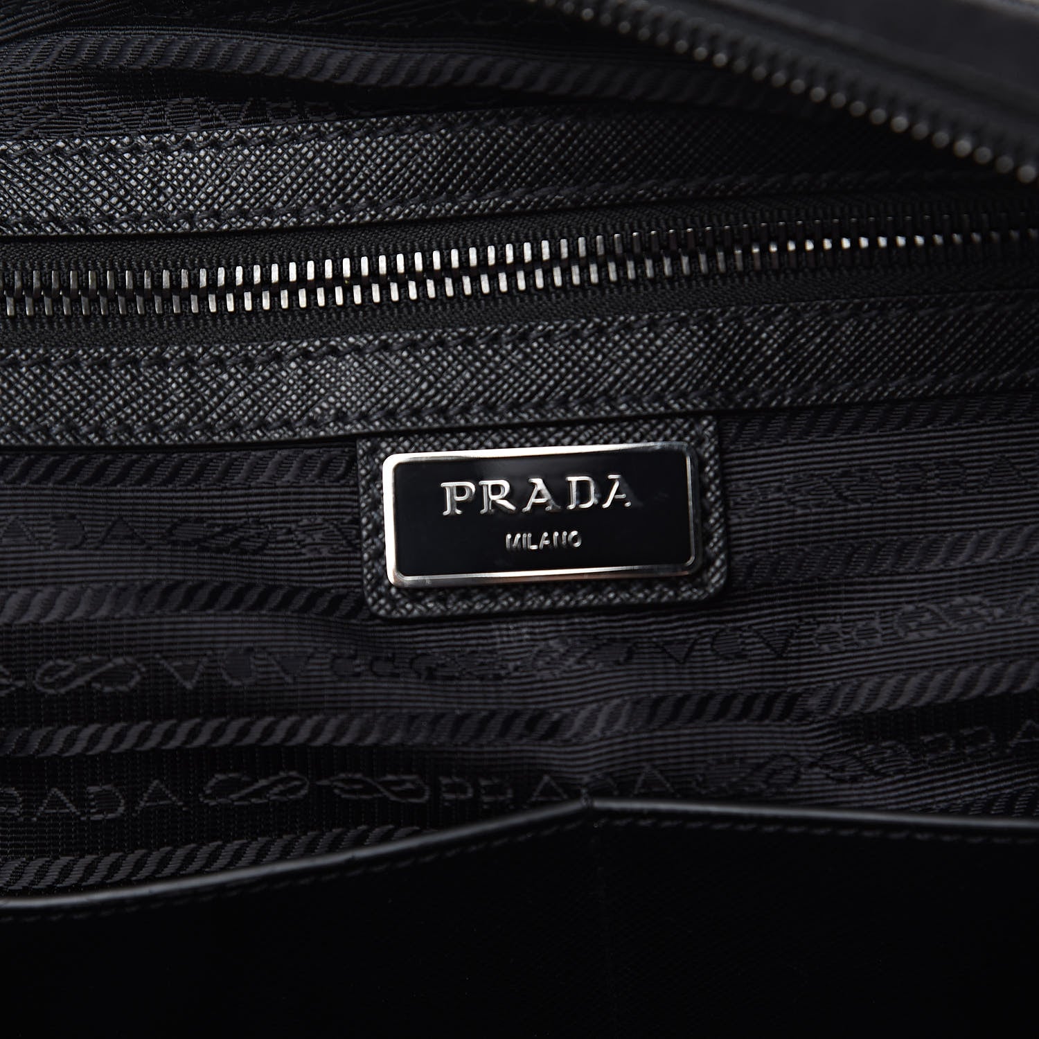 Prada Tessuto Nylon Saffiano Metal Triangle Logo Work Bag Black 7 of 9