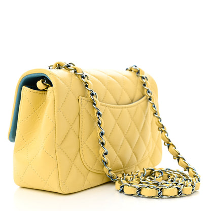 Chanel Lambskin Quilted Mini Rectangular Flap Yellow Blue 3 of 10