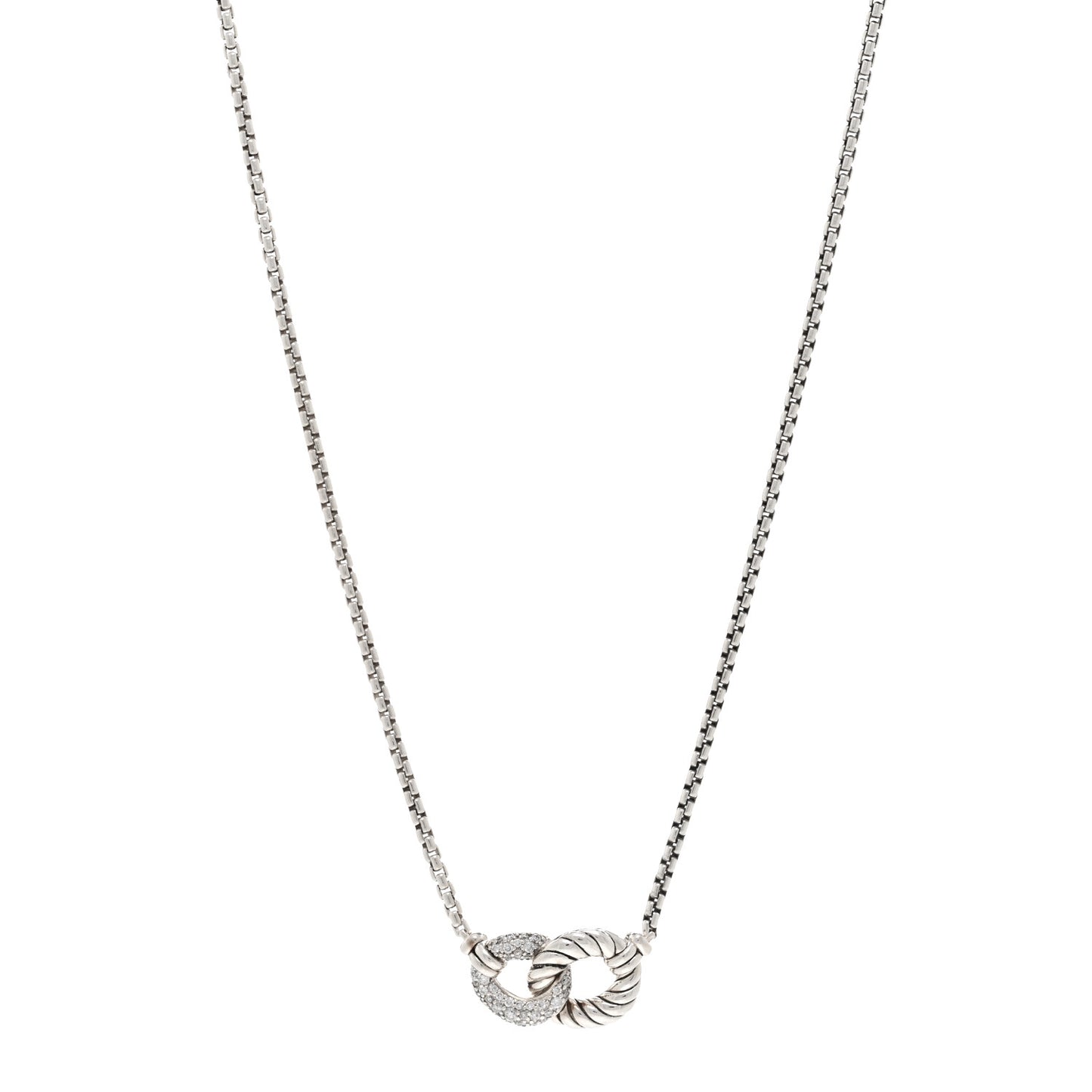 Sterling Silver Diamond Belmont Curb Link Pendant Necklace