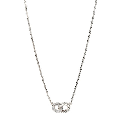 David Yurman Sterling Silver Diamond Belmont Curb Link Pendant Necklace 1 of 4