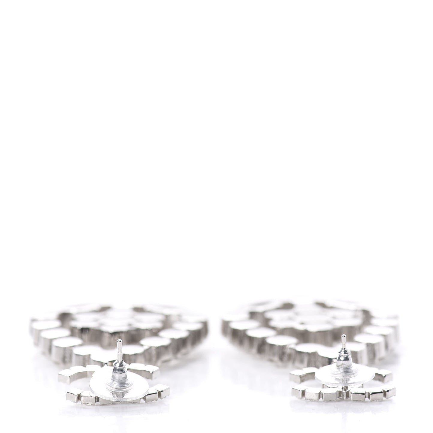 Crystal CC Tear Drop Earrings Silver