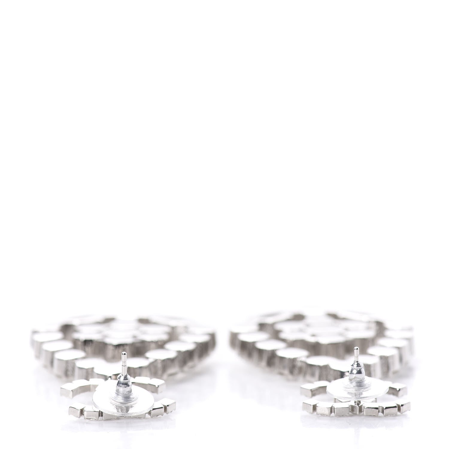 Chanel Crystal CC Tear Drop Earrings Silver 3 of 4