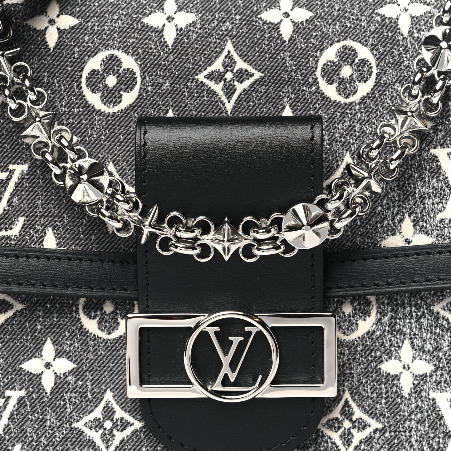 Denim Monogram Jacquard Dauphine MM Black