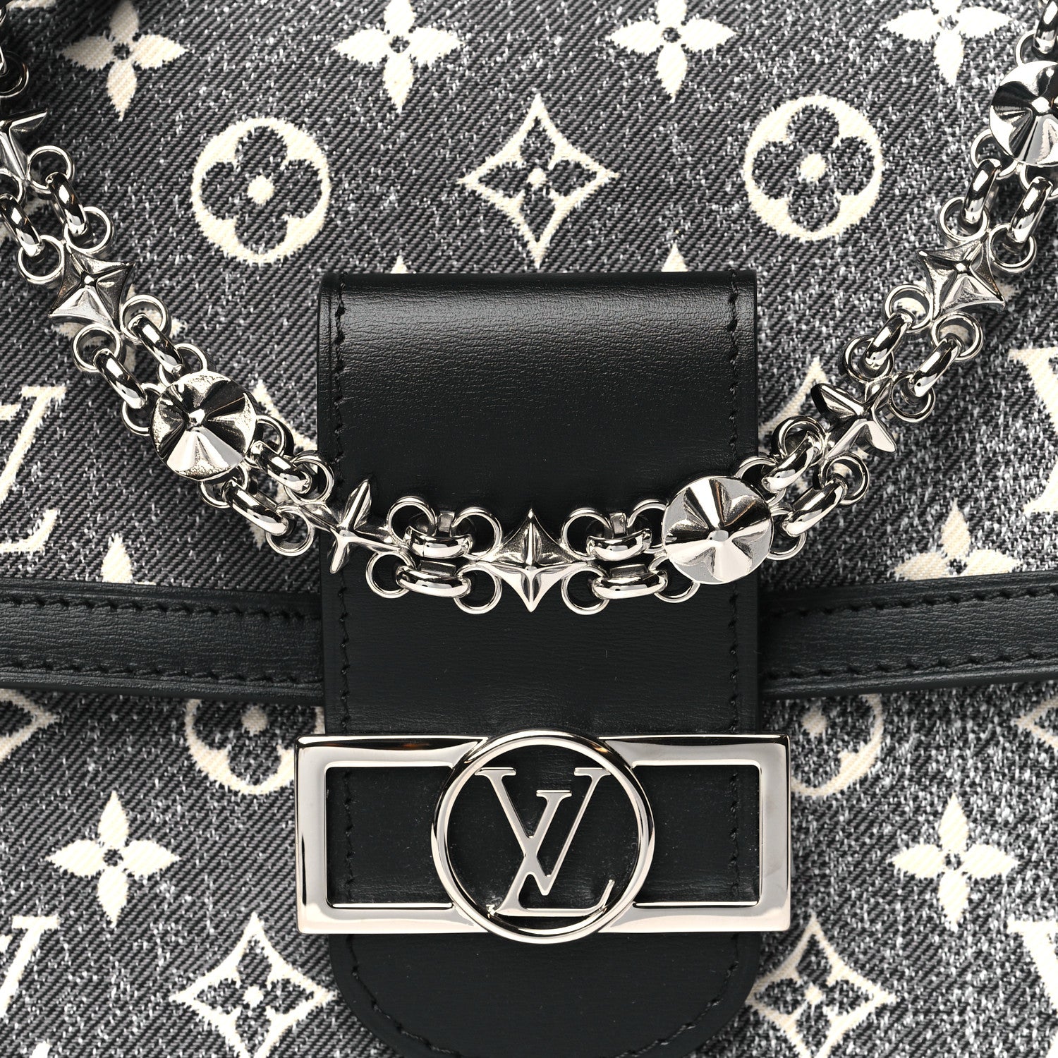 Louis Vuitton Denim Monogram Jacquard Dauphine MM Black 7 of 10