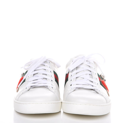 Gucci Calfskin Ayers Web Pierced Heart Embroidered New Ace Sneakers 38.5 White 2 of 11