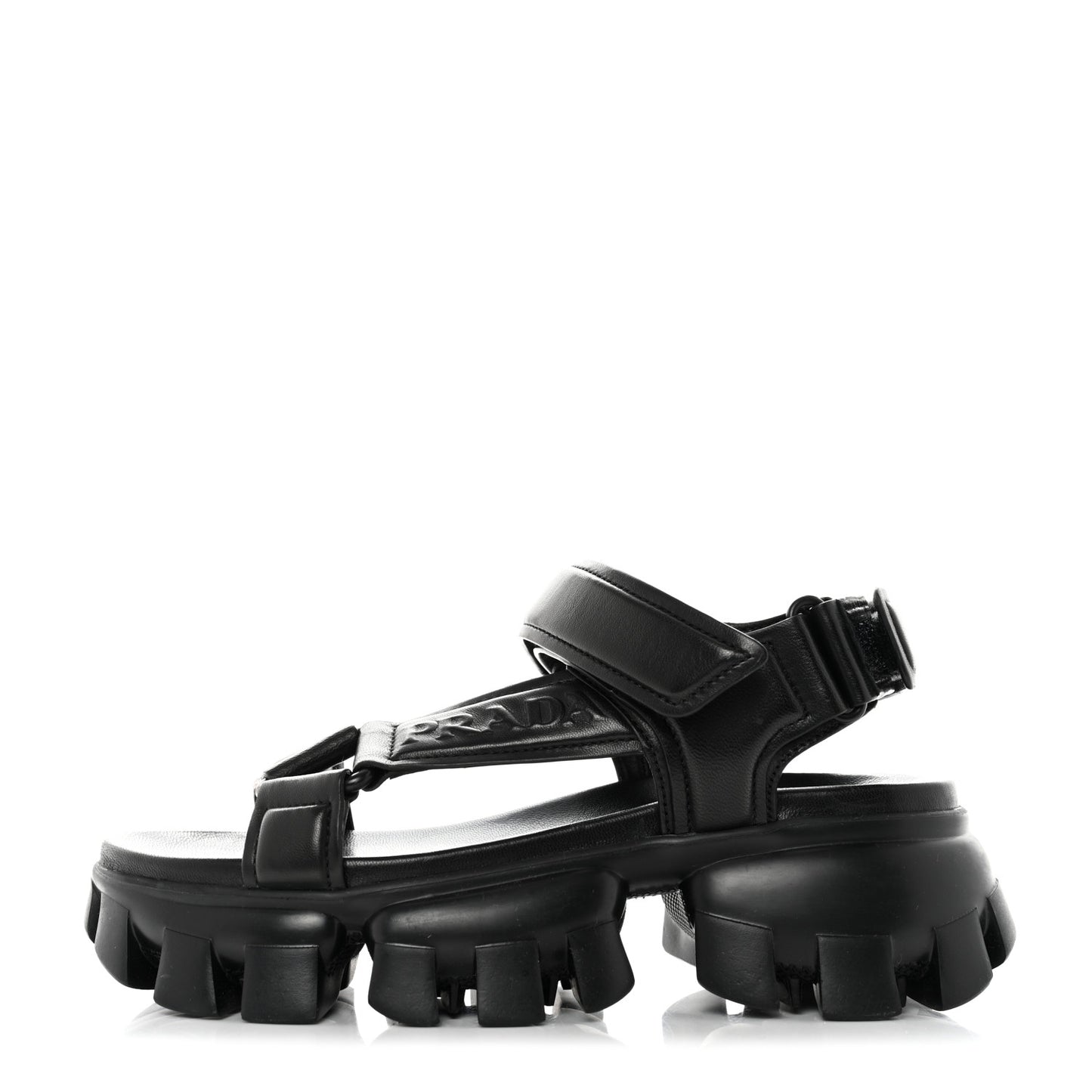 Nappa Logo Embossed Thunder Sole 50mm Sport Sandals 36 Black