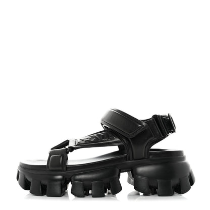 Prada Nappa Logo Embossed Thunder Sole 50mm Sport Sandals 36 Black 1 of 9