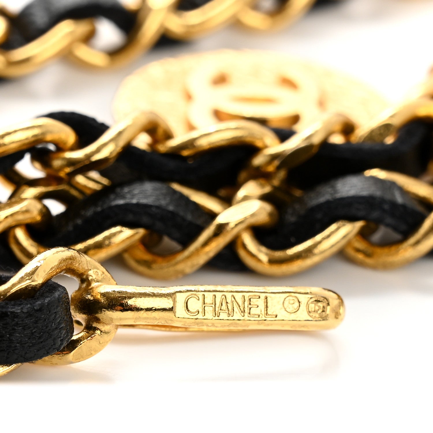 Chanel Lambskin Chain 31 Rue Cambon Medallion Belt Gold Black 3 of 4