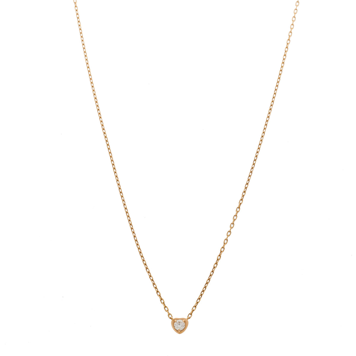 18K Pink Gold Diamond D'Amour Heart Pendant Necklace