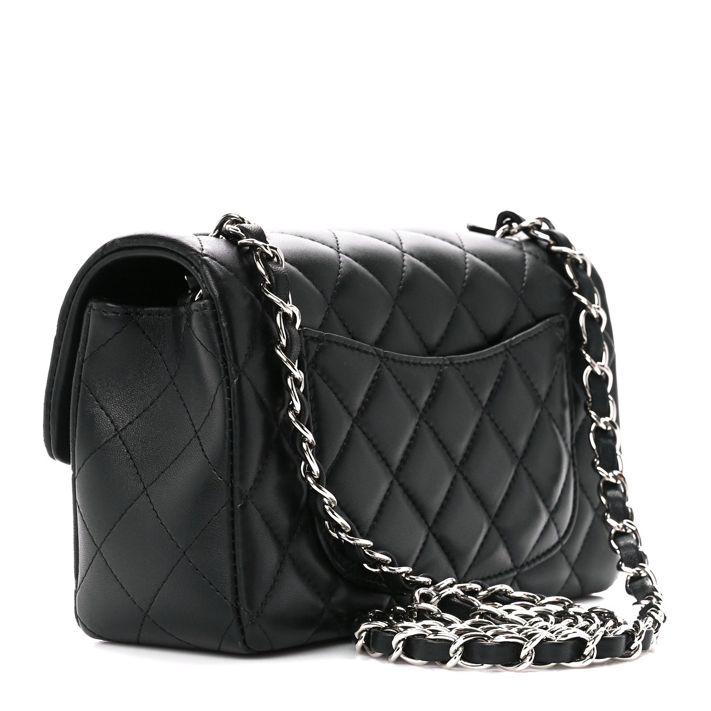 Lambskin Quilted Mini Rectangular Flap Black