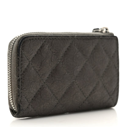 Chanel Lambskin Camellia Embossed Key Holder Case Grey 4 of 12