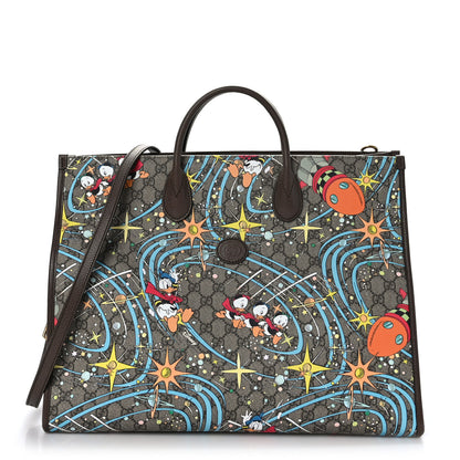 Gucci X DISNEY GG Supreme Monogram Donald Duck Retro Interlocking G Shopping Tote Beige Multicolor New Acero 1 of 11