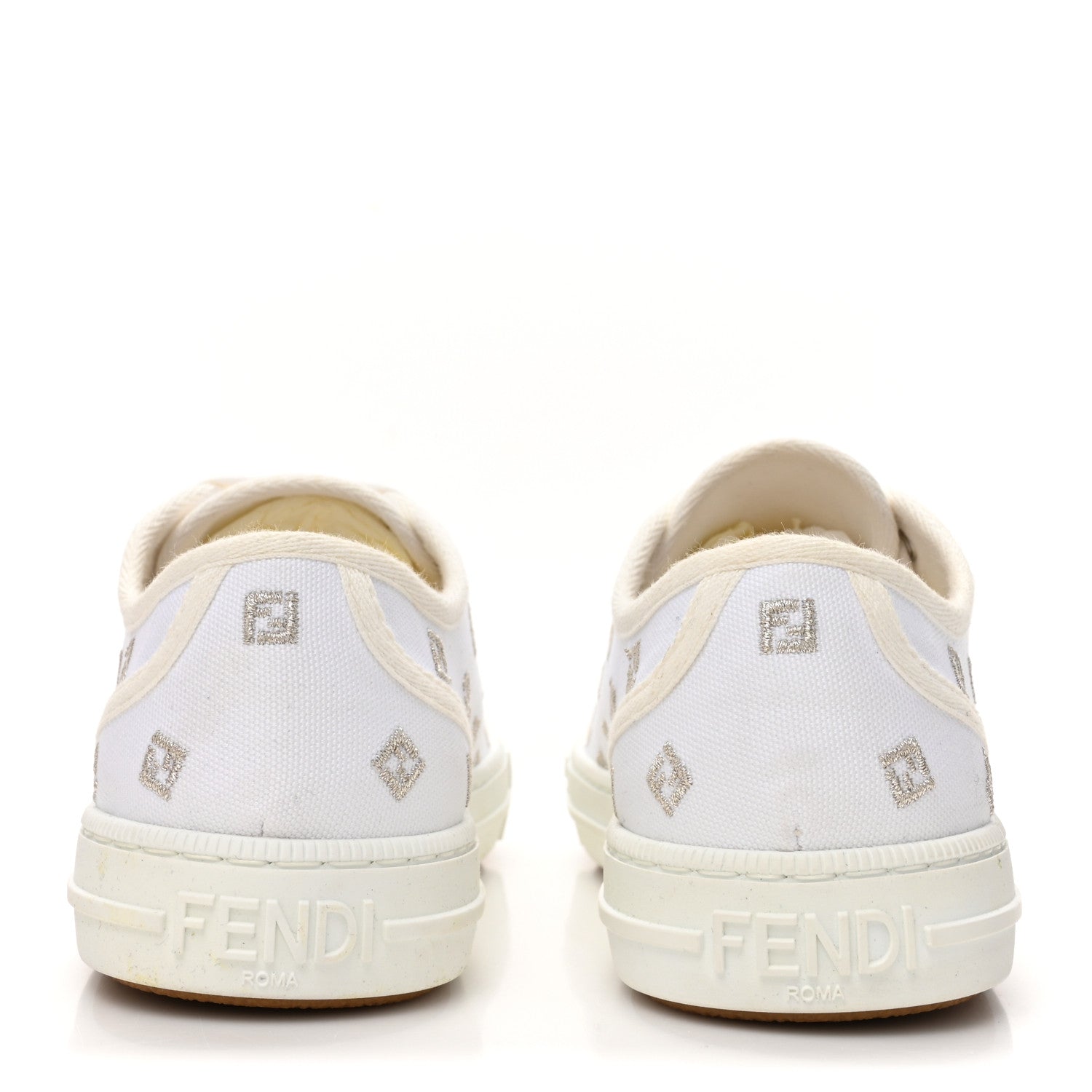 Fendi Canvas Lurex FF Womens Domino Low Top Sneakers 36 White 5 of 10