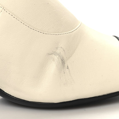 Chanel Lambskin Patent Calfskin Pearl Cap Toe Short Boots 39 Ivory Black 10 of 10