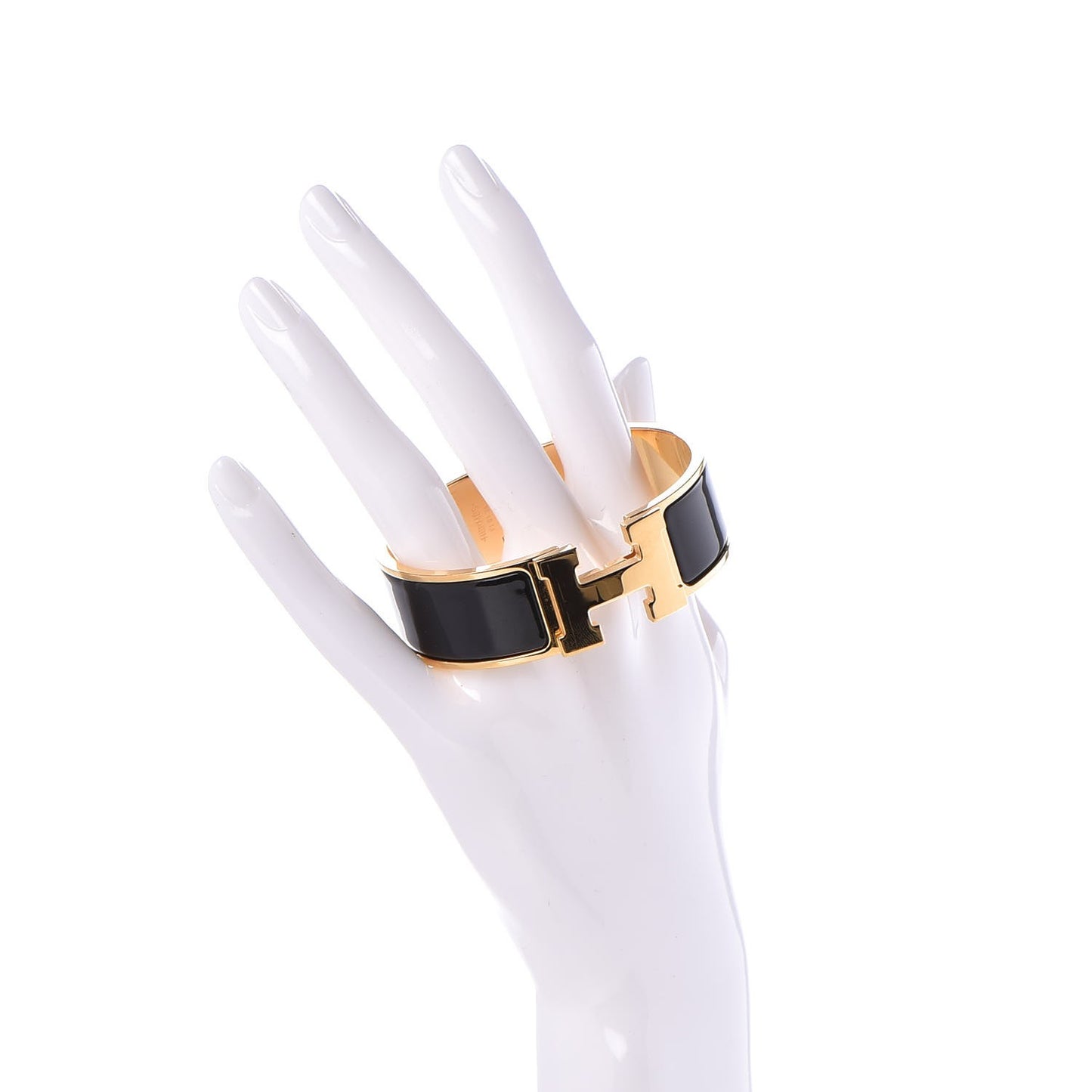 Enamel Wide Clic Clac H Bracelet GM Black