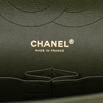 Chanel Lambskin Quilted Tri-Color Jumbo Double Flap Green Brown 6 of 14