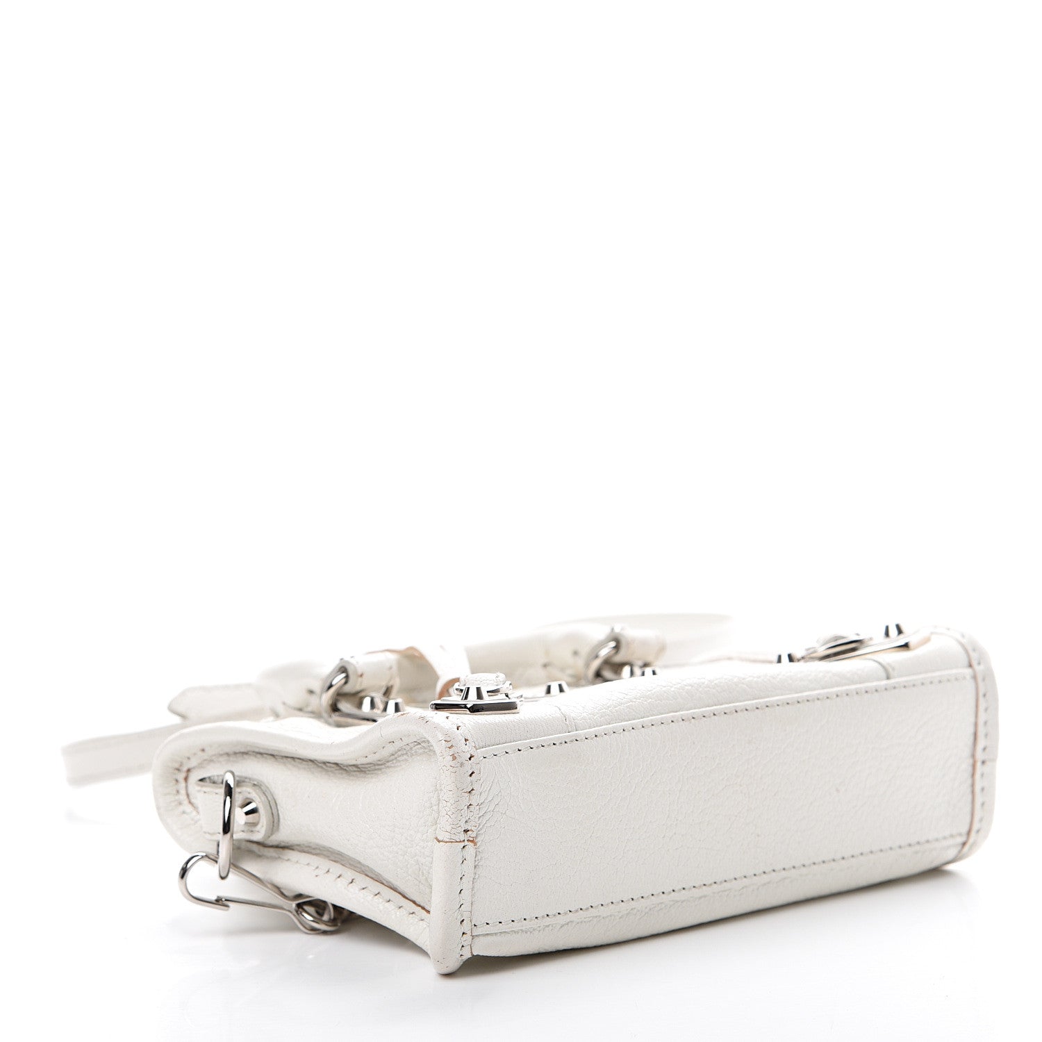 Balenciaga Chevre Silver Metallic Edge Hardware Nano City White 3 of 17