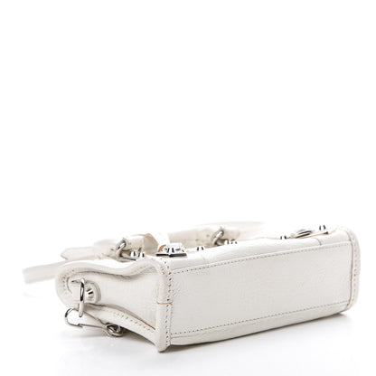 Balenciaga Chevre Silver Metallic Edge Hardware Nano City White 3 of 17
