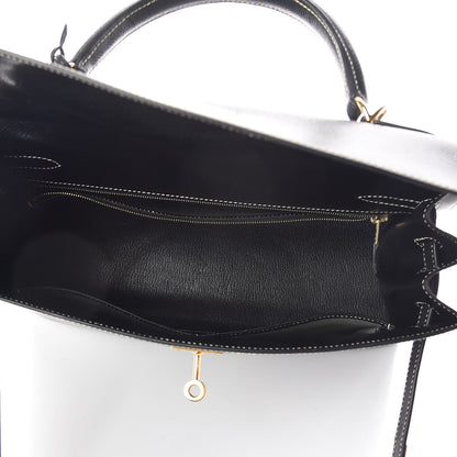 Hermes Veau Grain Lisse Kelly Sellier 32 Black 7 of 33