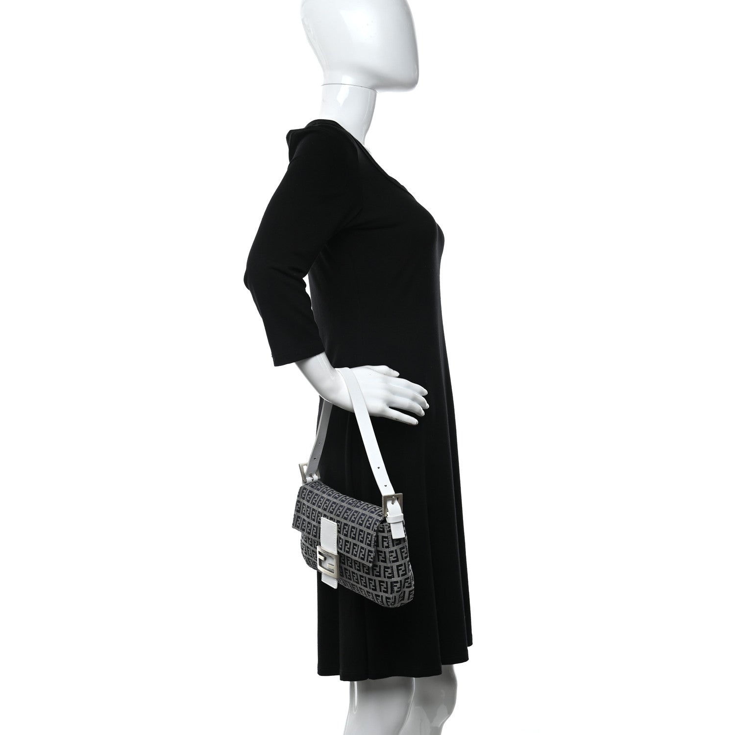 Fendi Zucchino Baguette Navy White 2 of 13